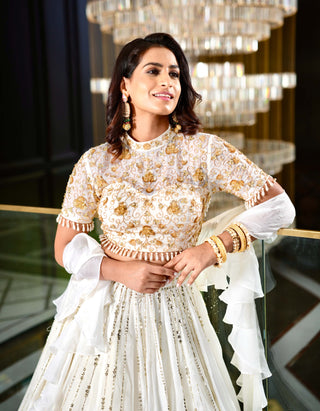 Maheem white lehenga set