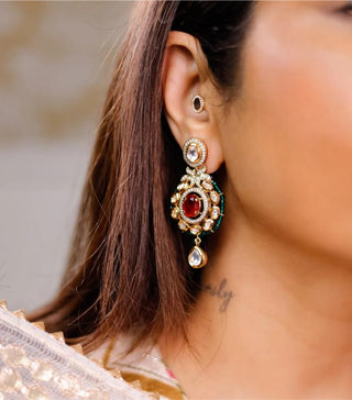 Earrings for Indian Weddings – Red Raanisa by Amraani