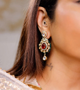 Earrings for Indian Weddings – Red Raanisa by Amraani
