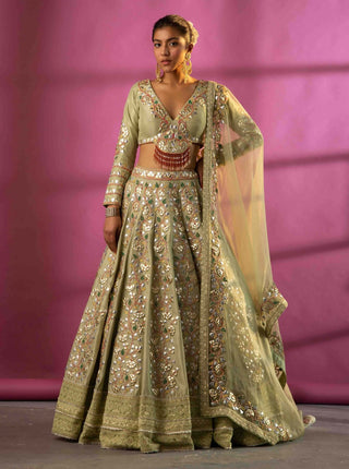 Pista green gota patti lehenga set