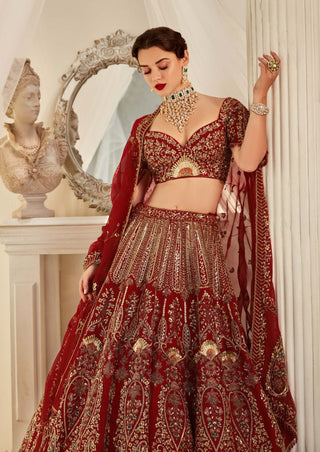 Antique barn red lehenga choli set