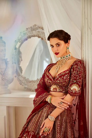 Antique barn red lehenga choli set