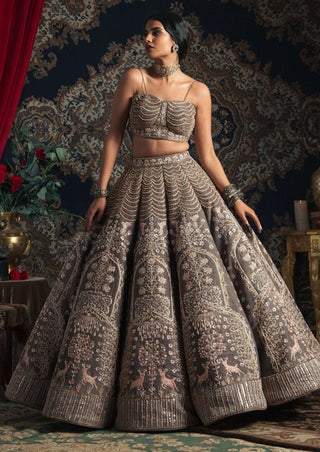 Mink gray bridal lehenga set
