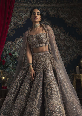 Mink gray bridal lehenga set