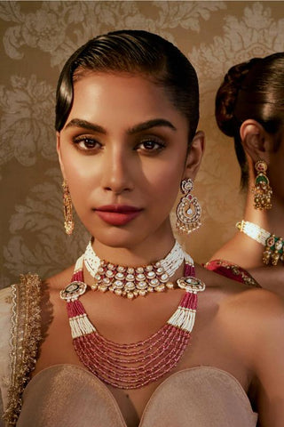Choker Set for Indian Weddings – Red Rajmoti Manik by Amraani
