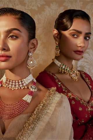 Choker Set for Indian Weddings – Red Rajmoti Manik by Amraani
