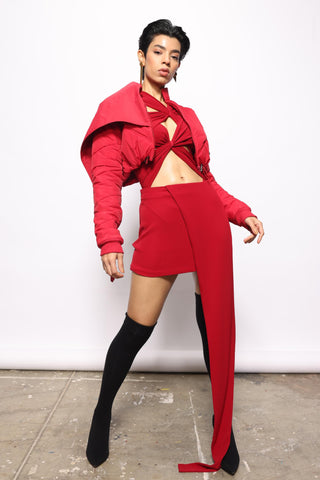 Top Contemporary Wear - Red cutout draped by Essé