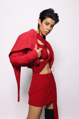 Top Contemporary Wear - Red cutout draped by Essé