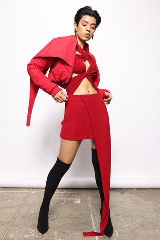 Skirt Contemporary Wear - Red panelled by Essé