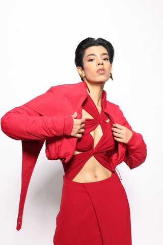 Top Contemporary Wear - Red cutout draped by Essé