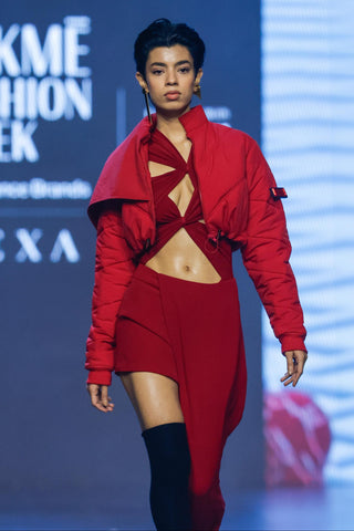 Top Contemporary Wear - Red cutout draped by Essé