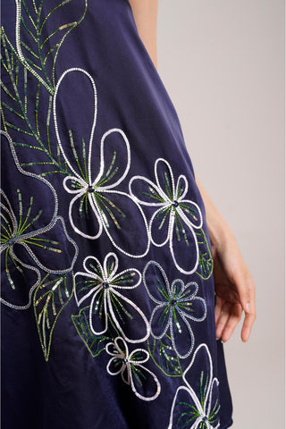 Blue Chaya Ren Embroidered Dress – Sophisticated Daytime Affair Dress by Advait