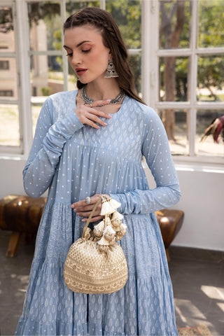 White resham potli bag