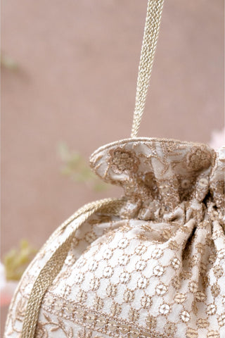 White resham potli bag