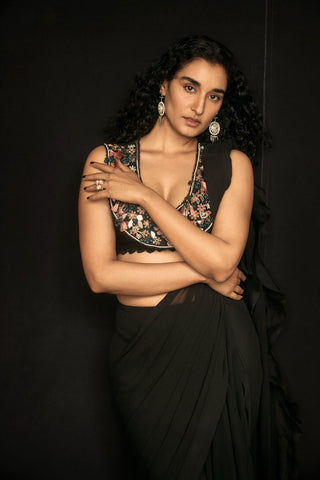 Black delicate icon saree set