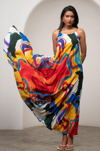 Bias Cut Dress for Contemporary Wear - Siro Ruel Bias Multicolor by Advait