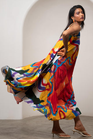 Bias Cut Dress for Contemporary Wear - Siro Ruel Bias Multicolor by Advait