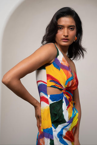 Draped Mini Dress for Contemporary Wear - Multicolor Siro Ruel by Advait