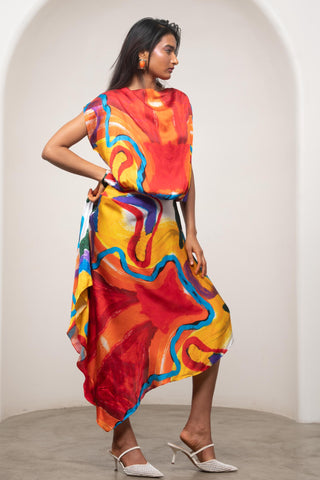 Handkerchief Dress for Contemporary Wear - Ruel Siro Multicolor by Advait