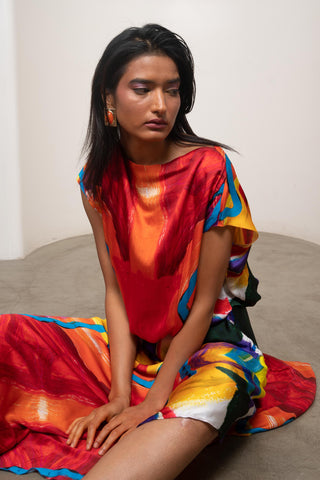 Handkerchief Dress for Contemporary Wear - Ruel Siro Multicolor by Advait