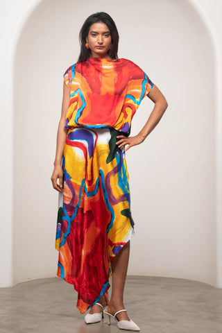 Handkerchief Dress for Contemporary Wear - Ruel Siro Multicolor by Advait