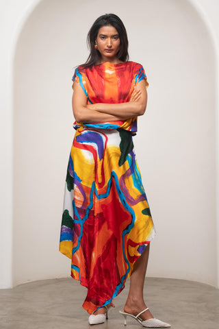 Handkerchief Dress for Contemporary Wear - Ruel Siro Multicolor by Advait