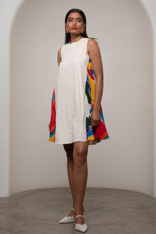 Short Dress for Contemporary Wear - White Siro Ruel by Advait