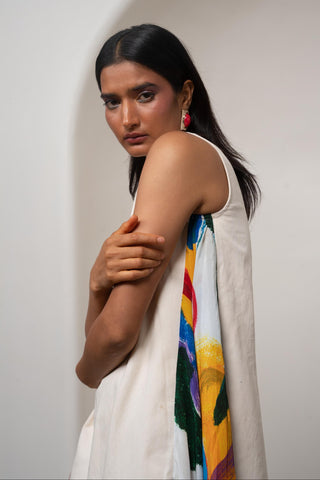 Short Dress for Contemporary Wear - White Siro Ruel by Advait