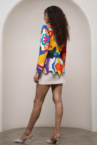 Blazer Set for Contemporary Wear - Multicolor Siro Ruel Wavy by Advait
