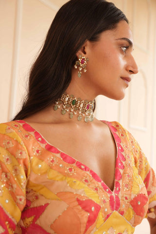 Red dil se tangerine lehenga set