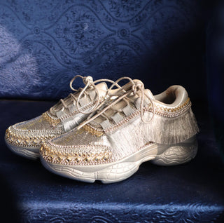 Silver sequin sneakers