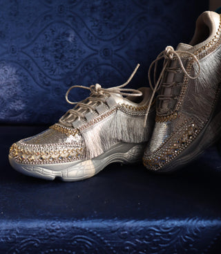 Silver sequin sneakers