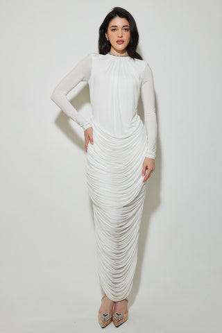 Dress - White Giselle Ruched Knit Dress - self-cntrd | Mrs. G Dress - White Giselle Ruched Knit Dress - self-cntrd | Mrs. G