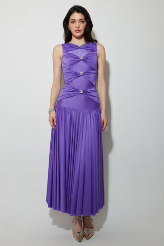Dress - Purple Cassie Pleated Dress For Evening - self-cntrd | Mrs. G Dress - Purple Cassie Pleated Dress For Evening - self-cntrd | Mrs. G