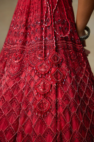 Bridal Lehenga Indian Wedding – Red Scarlet by Shasha Gaba
