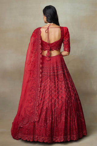 Bridal Lehenga Indian Wedding – Red Scarlet by Shasha Gaba