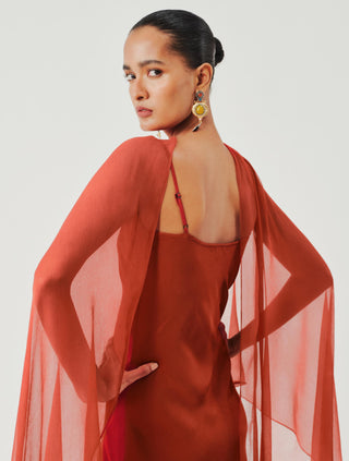 Slip dress contemporary wear – Orange Tyra with Scarf by Aroka