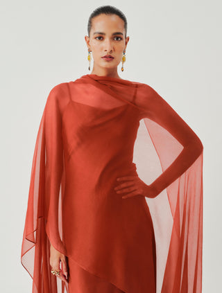 Slip dress contemporary wear – Orange Tyra with Scarf by Aroka