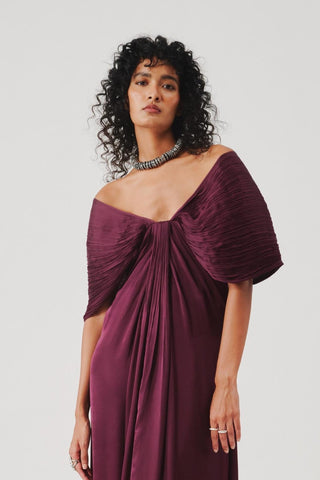 Bow dress contemporary wear – Maroon Statement Silhouette by Aroka