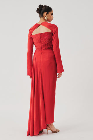 Ruched Dress for Contemporary Wear – Red Grace by Aroka