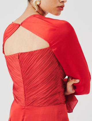 Ruched Dress for Contemporary Wear – Red Grace by Aroka
