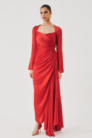 Ruched Dress for Contemporary Wear – Red Grace by Aroka