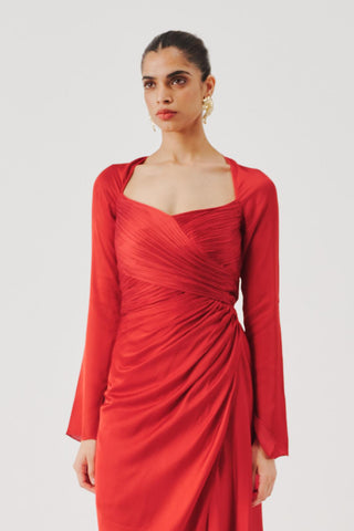 Ruched Dress for Contemporary Wear – Red Grace by Aroka