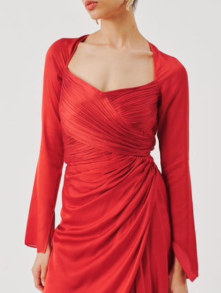 Ruched Dress for Contemporary Wear – Red Grace by Aroka