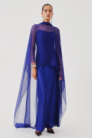 Blue slip dress for Contemporary Wear – Tyra Scarf Edition by Aroka