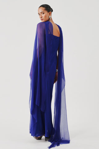 Blue slip dress for Contemporary Wear – Tyra Scarf Edition by Aroka