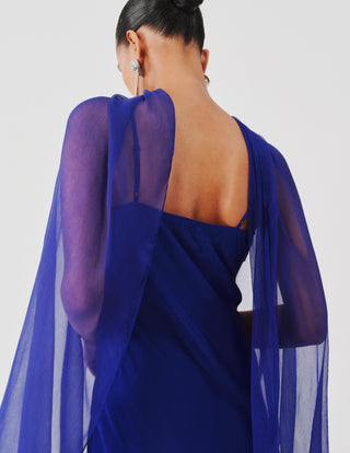 Blue slip dress for Contemporary Wear – Tyra Scarf Edition by Aroka