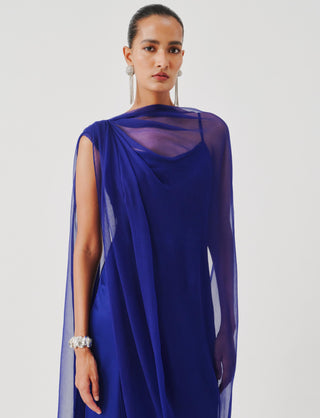 Blue slip dress for Contemporary Wear – Tyra Scarf Edition by Aroka