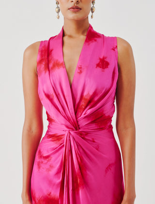 Draped Dress for Contemporary Wear – Pink Kiara by Aroka