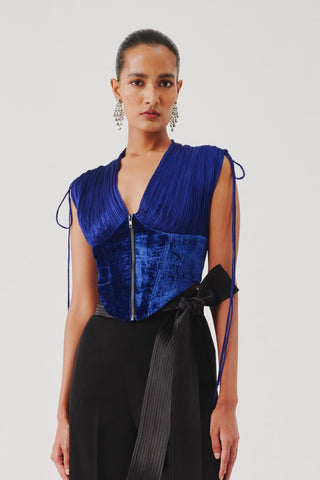 Blue corset top for Contemporary Wear – Veronica Edition by Aroka